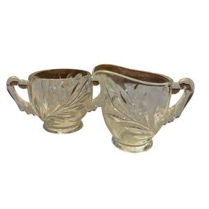 Vintage Indiana Pressed Glass Creamer and Open Sugar Set - Clear